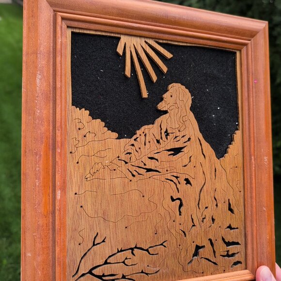Wooden Jesus Wall Hanging Framed - Picture 4 of 5